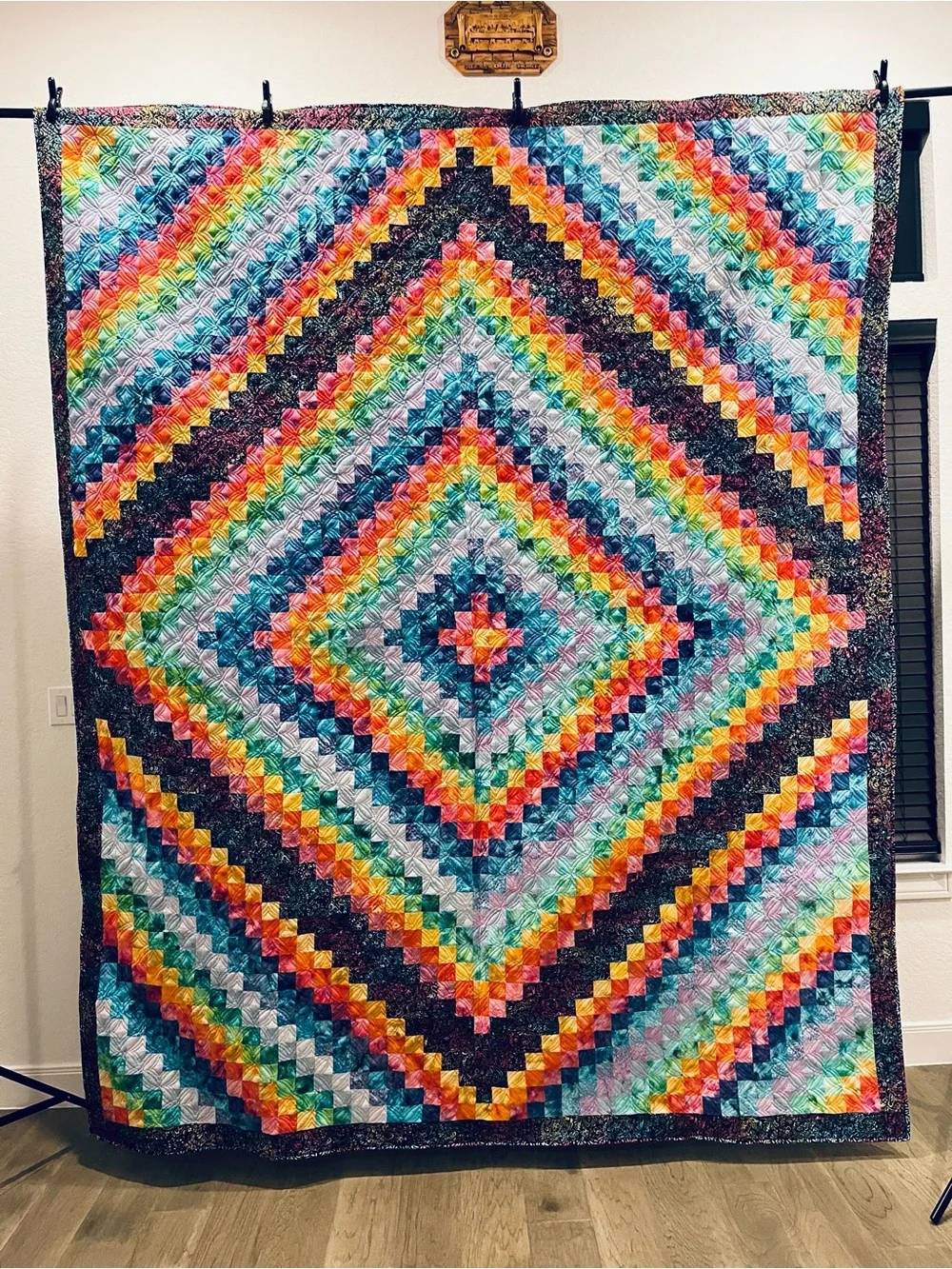 Handmade Multicolor Patchwork Quilt Bedspread - Vibrant Batik Rainbow Design
